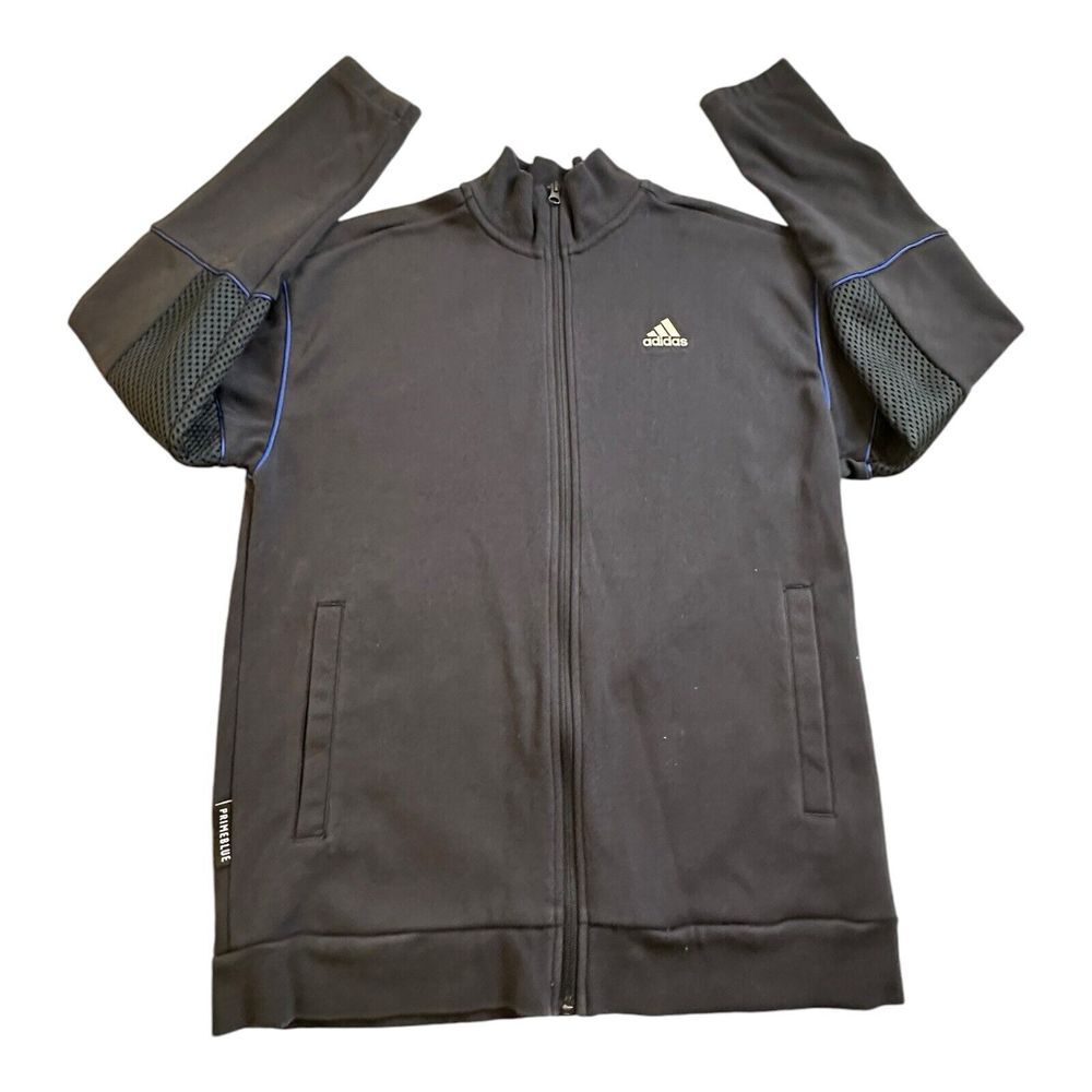 Adidas Mens Primeblue Full Zip Fleece Pocket‎  Blue Sweater Jacket Large